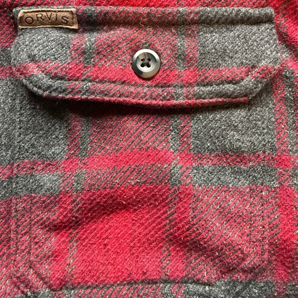 Orvis Big Bear Heavyweight Flannel Shirt XL – Red/Gray Plaid - Picture 2 of 7
